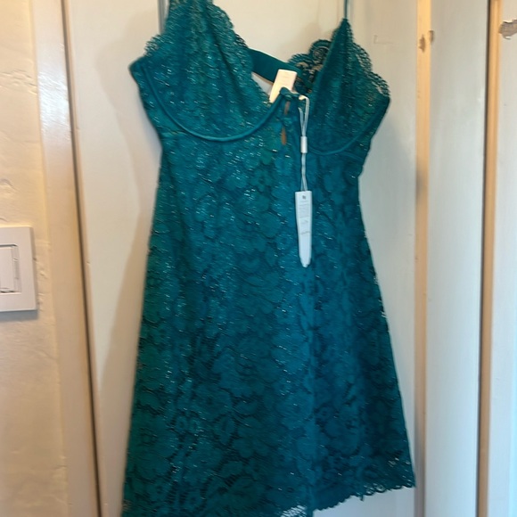 For Love & Lemons Creamsicle Lace Dress Victoria’s Secret Victoria SZ L teal - Picture 4 of 14
